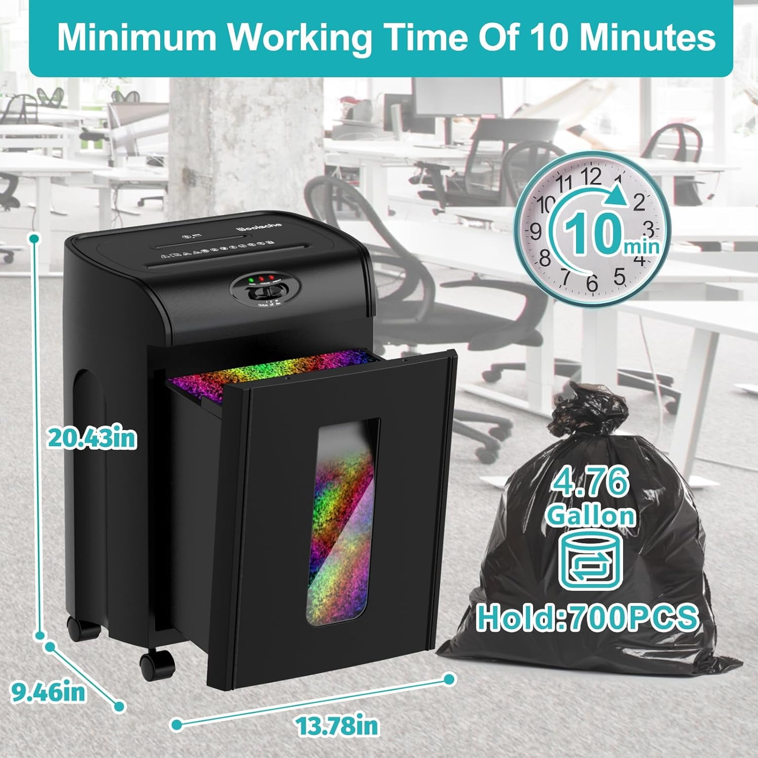 AGH Deco Paper Shredder 16-Sheet Cross-Cut Paper, CDs, Cards Shredder Office Shredder with 4.76 Gallons Pullout Bin, Black