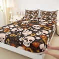 thumbnail image 3 of Homewish Cute Mushroom Floral Queen Sheet Sets,Gothic Skull Flat Sheet,Orange Black Queen Fitted Sheet For Kids,Ultra Soft Home Decor,4pcs, 3 of 7