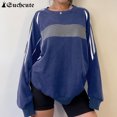 thumbnail image 3 of Sudadera con capucha vintage para mujer, moda de manga larga, cuello redondo, estilo preppy, estilo Harajuku, informal, holgada, ropa de calle, 3 of 6