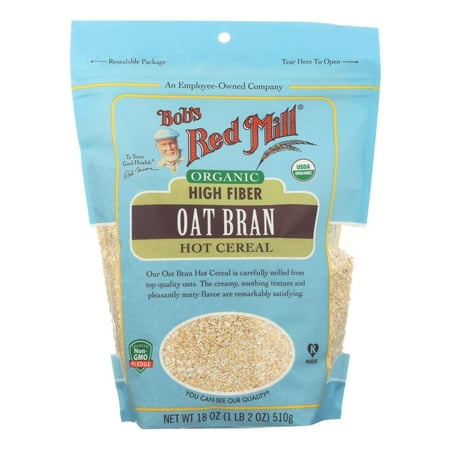 Bob's Red Mill - Oat Bran - Organic High Fiber Hot Cereal - Case of 4 - 18 oz.