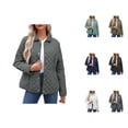 thumbnail image 1 of Veste Matelassée Décontractée pour Femmes 2025 Manches Longues Bouton Pression Col à Revers Manteau d'Hiver avec Poches, 1 of 7