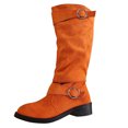 thumbnail image 2 of Viluyesy Womens Knee High Boots, Wide Calf Low Heels Faux Suede Leather Comfort Slouchy Tall Boots Orange US5.5, 2 of 6