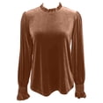 thumbnail image 5 of Adeawade Womens Tops Crewneck Long Sleeve Loose Fit Solid Color Fashion Tee Clothes S Brown, 5 of 5