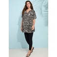 thumbnail image 2 of Roaman's Women's Plus Size Angelina Crinkle Crepe Y-Neck Short Sleeve Tunic, 2 of 6