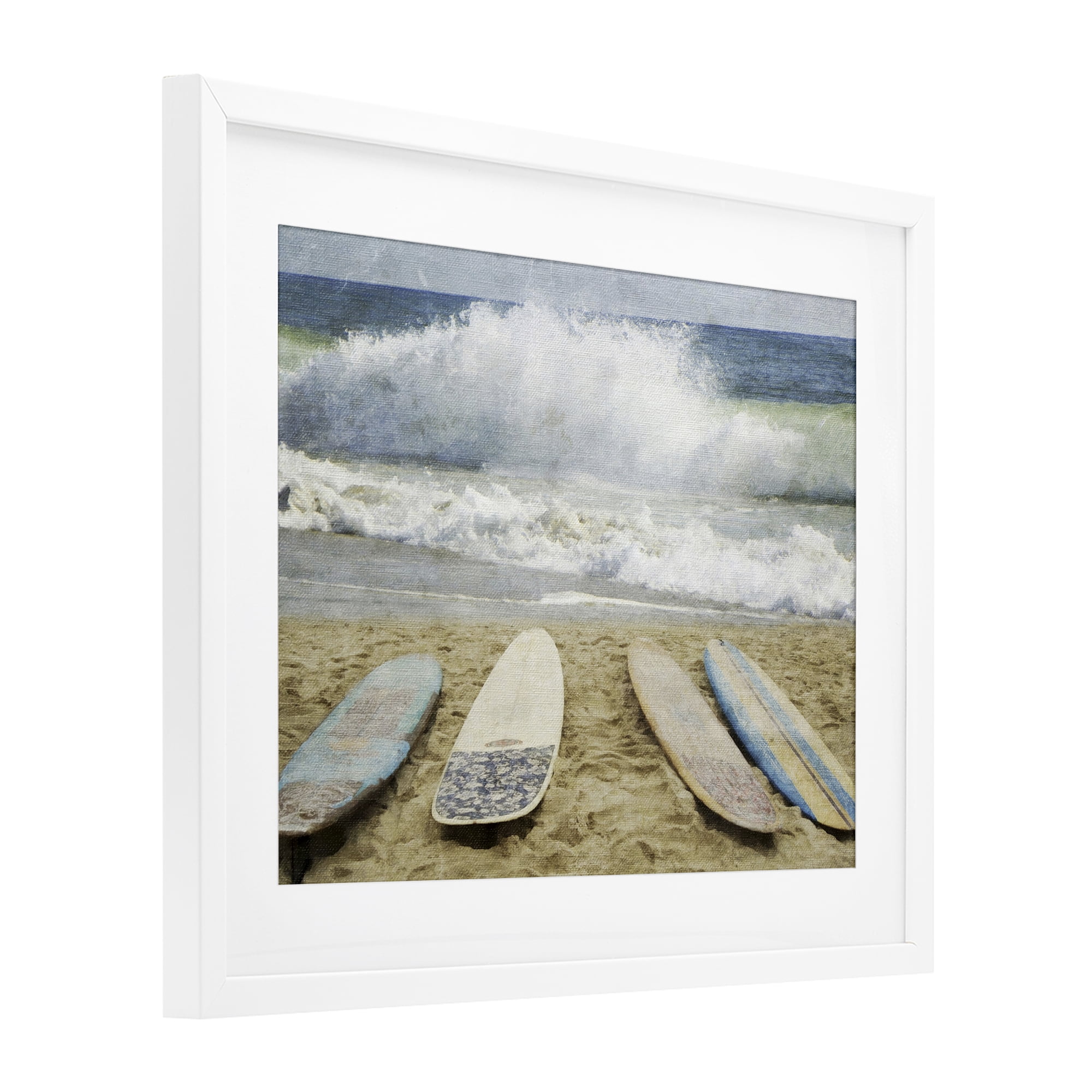 Stupell Industries Surfboards At The Ready White Framed Print Under Glass, design by Grotto Studios