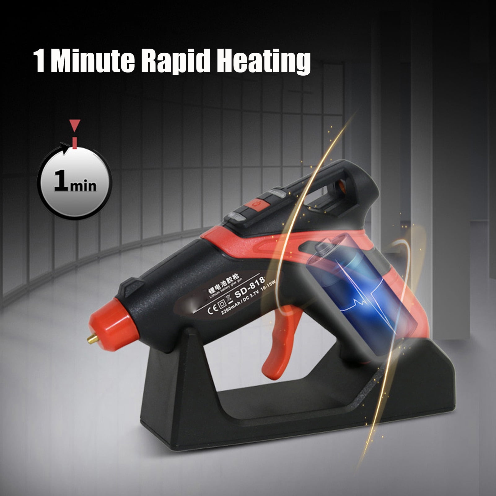 YAHHU Hot Glue Gun Cordless Lithium Battery 2200mAh 0.26-0.29 inches / 6.7-7.3 mm Diameter Hot Melt Glue Gun Kit for DIY Handcrafts Home Repairs Quick Heating