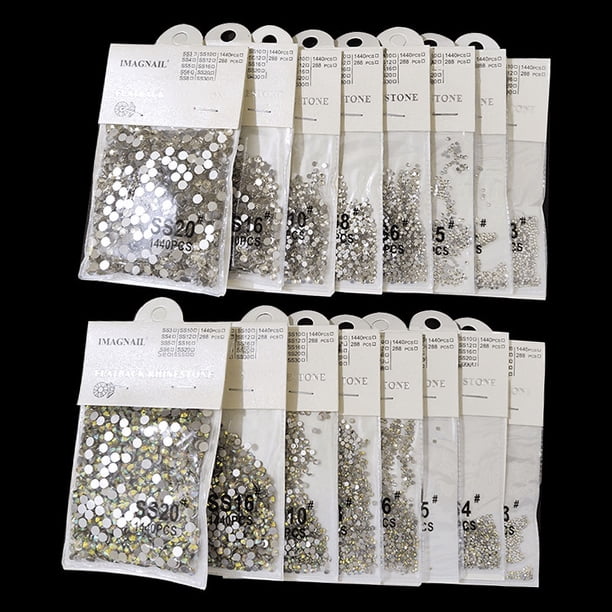 Taladro de joyería para uñas, taladro de fondo plano, diamante de imitación transparente, redondo, súper brillante, diamante blanco, cristal AB, decoración de uñas, diamante pequeño