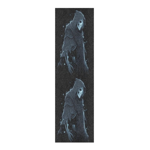 33"x9" Skateboard Grip Tape Protector Sheets Nonslip Protection Griptape Sheet for Outdoor Sports Skeleton in A Black Cloak