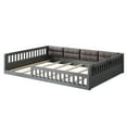 thumbnail image 6 of Kumix Upholstered Full Size Platform Bed with Guardrail and Pillow, Slats Support Wood Floor Bed for Teens Adults Boys/Girls, No Box Spring Needed, Gray, 6 of 7