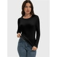 thumbnail image 3 of Womens Long Sleeve Stretch Crew neck T-Shirt Fitted Casual Basic Tops, 3 of 6