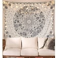 thumbnail image 1 of Tapiz bohemio para colgar en la pared, tapiz floral blanco beige con, 1 of 5