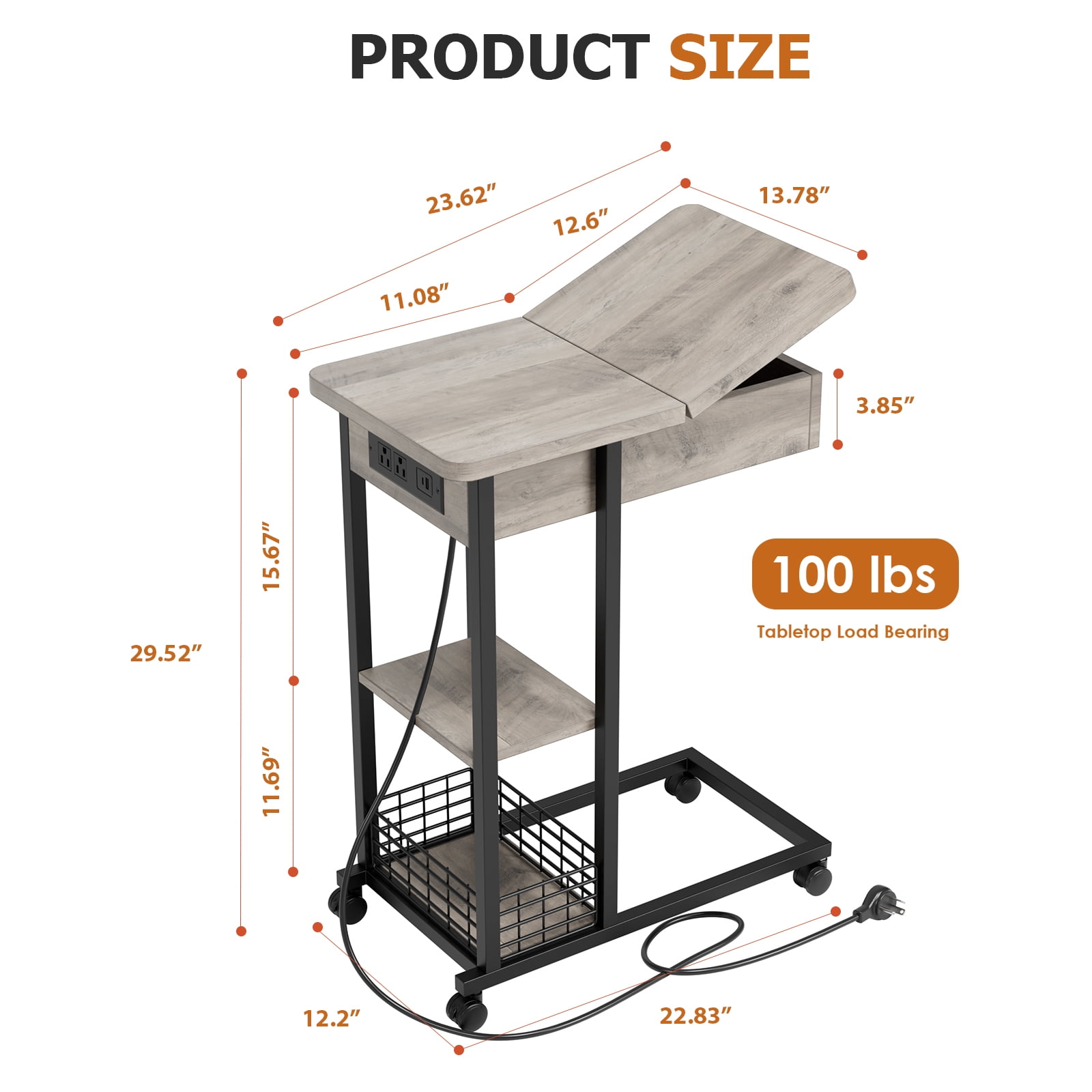 Expandable c table cheap with charging station