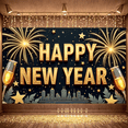 thumbnail image 5 of Golden Letters Happy New Year Banner Firework Design New Year Display Champagne Glass Elements Star Decorations Festive Backdrop for New Year Party Holiday Celebration Indoor Decoration, 5 of 9