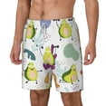 thumbnail image 2 of Uemuo Orange Green Avocado Pattern Mens Swim Trunks Quick Dry Board Shorts with Mesh Lining, Stretch Beach Shorts Quick Dry No-Chafing Board Shorts-Small, 2 of 9