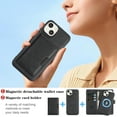 thumbnail image 7 of Dteck for iPhone 15 Case Detachable Wallet Case with Card Holder, 3 in 1 PU Leather Flip Folio with RFID Blocking Stand Shockproof Phone Cover,Black, 7 of 7
