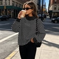 thumbnail image 3 of Fabrcox Mock Neck Sweatshirt Polka Dot Long Sleeve Oversized Sweatshirt Women Turtleneck Cozy Loose Winter Fall Outfits Lounge Basic Pullover Tops for Women Black XXL, 3 of 6