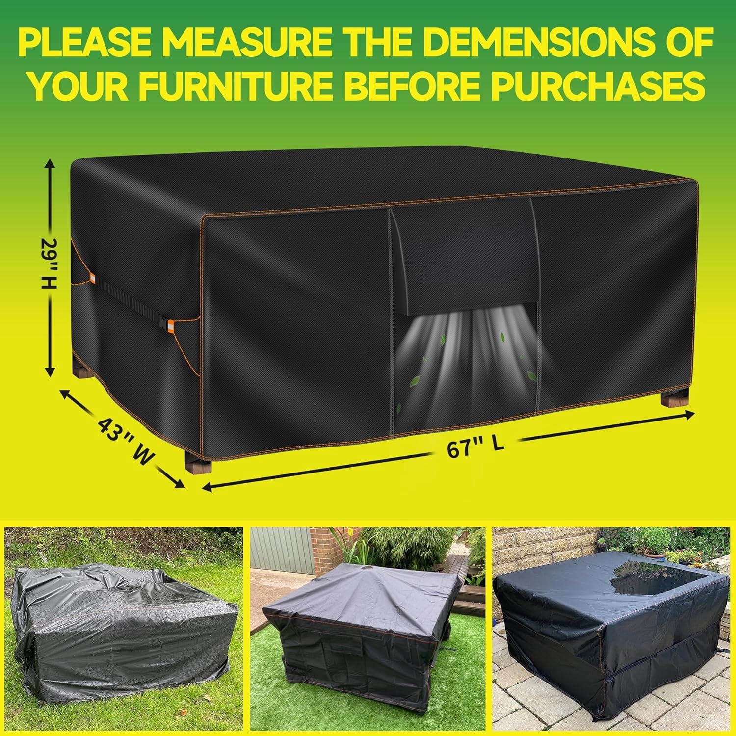 Heavy Duty Waterproof Rectangular Patio Furniture Set Cover Weatherproof Outdoor Sectional Sofa Couch Garden Dining Table Chair Protector