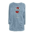 thumbnail image 4 of Sherpa Sweatshirt Women Fleece Pullover Crewneck Long Sleeve Tunic Tops Red Wine Glass Oversized Fuzzy Warm Sweatshirts With Pockets, 4 of 4