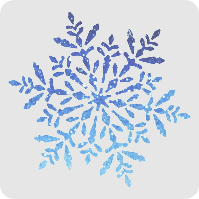 1pc Snowflake Stencil Decoration Template 11.8x11.8 inch Plastic Christmas Decoration Snowflakes Painting Template Square Reusable Stencils for Create