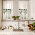 thumbnail image 3 of 3 Piece Kitchen Curtains and Valances Set Sage Green Cafe Curtains 36 Inch Length Eucalyptus Leaves Valance & Tier Curtain for Living Room Bedroom Small Window 54"x18"+27"x36"*2, 3 of 6