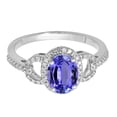 thumbnail image 3 of Dazzlingrock Collection 14K 8X6 MM Each Oval Tanzanite & Round Diamond Ladies Halo Engagement Ring, White Gold, Size 4, 3 of 5
