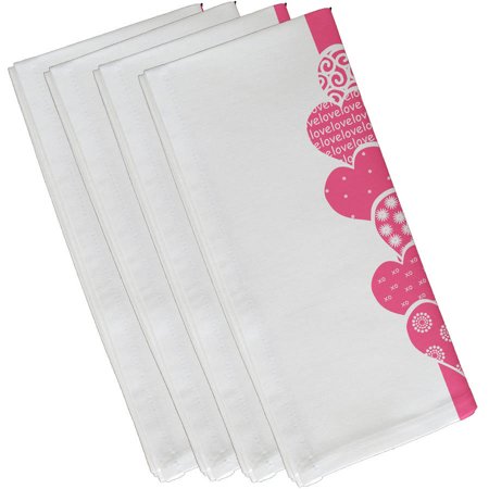 Simply Daisy 19  x 19  Valentine Print Napkins  Set of 4