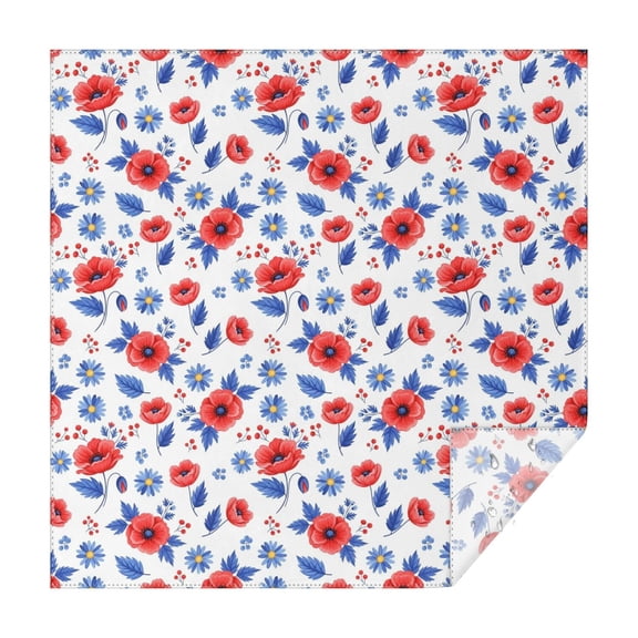 Pioneer Flower Floral Print Pattern Square Tablecloth, Waterproof Wipeable Spillproof Washable Table Cover for Home Kitchen Party Decor, 42"x42"