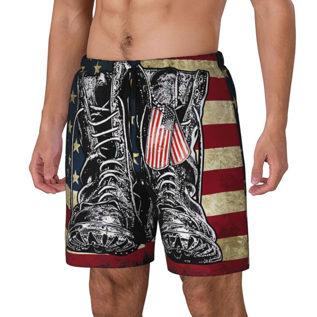 Balery Veterans Day1 Bañador para hombre, shorts de playa de secado rápido con entrepierna y forro de compresión-Medium