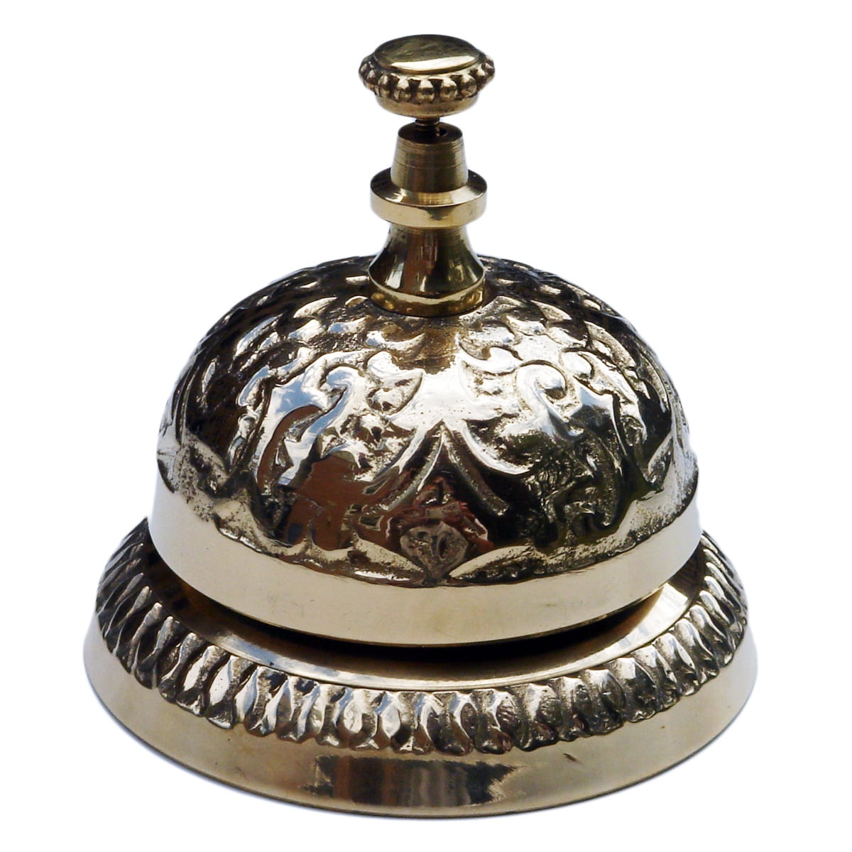 Antique Brass Ornate Hotel Front Desk Bell ~ Vintage Sale Service Counter Bell 