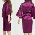 thumbnail image 3 of FINALGANG Girls Kids Silk Satin Bathrobe Solid Color Long Sleeve Soft Relaxed Fit Kimono Nightgown With Belt For Casual Daily Home Wear Soft Outfits, 3 of 4