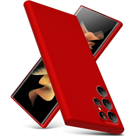 for Samsung Galaxy S22 Ultra Case, Thin Liquid Silicone Case,Shockproof,Slim Thin Phone Case for Samsung Galaxy S22 Ultra, Full Body Screen Camera Protective Cover-Red 2-sam s22u-03