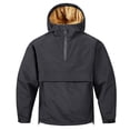 thumbnail image 2 of Ceisia Mens Solid Fleece Lined Pullover Anorak Hooded Windbreaker Jacket Black L Gift, 2 of 9