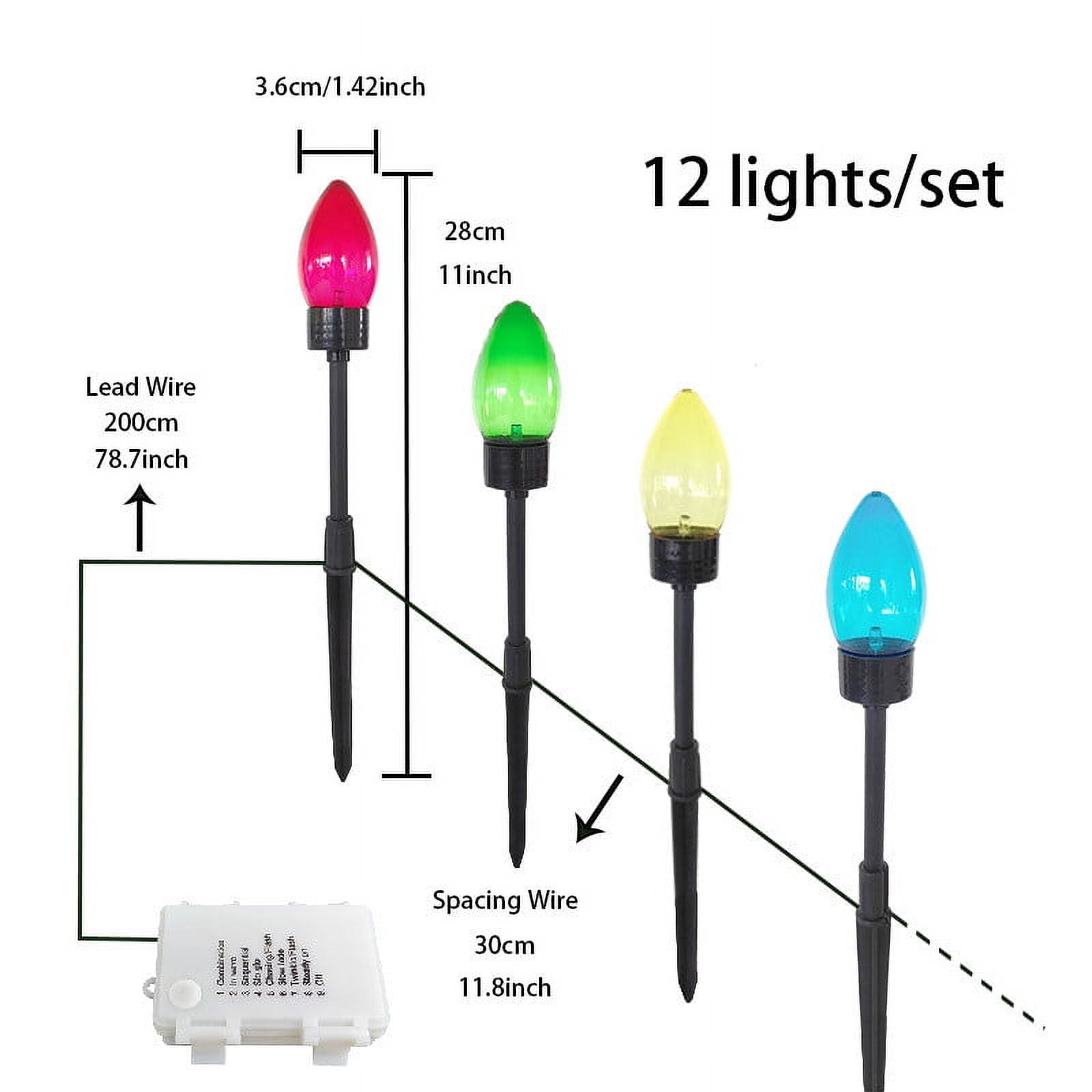 Christmas Lights Outdoor Solar, 13-Pack Multicolor LED Stake Lights for Yard Walkway Driveway Garden Decor, Waterproof Shatterproof Xmas Party Decorations, End-to-End Connectable Holiday Lighting