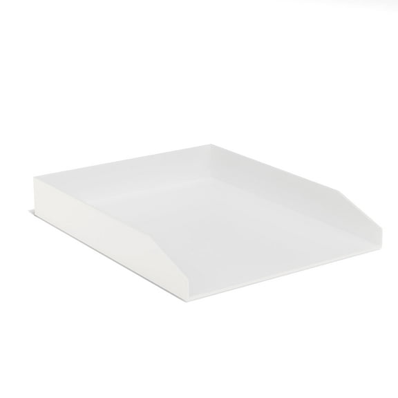 Staples TRU RED Front Load Stackable Plastic Letter Tray White TR55255