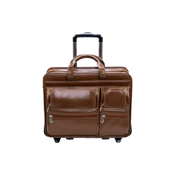 McKlein USA Clinton 17" Leather Patented Detachable Wheeled Laptop Briefcase