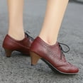 thumbnail image 3 of Dakaela Women's Lace up Pump Oxfords Wingtip Chunky Block Heel Vintage Dress Shoes Casual Mary Jane, 3 of 6