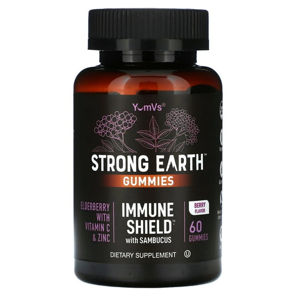 YumVs Strong Earth Gummies, Immune Shield with Sambucus, Berry, 60 Gummies