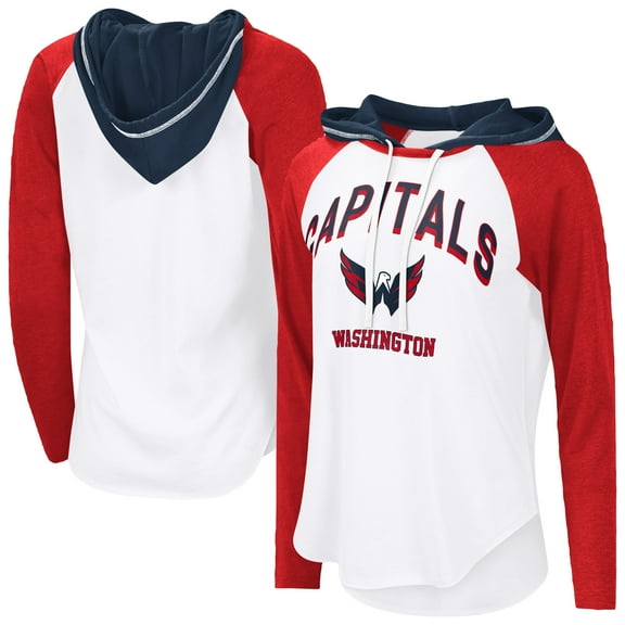 Women's-G-III 4Her by Carl Banks White Washington Capitals VIP Raglan Long Sleeve Hoodie T-Shirt