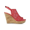 thumbnail image 3 of BLISSFUL STEP Sandales à Talon Compensé à Plateforme à Bout Ouvert avec Lacets pour Femmes Rouge 8, 3 of 8