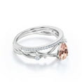 thumbnail image 2 of Boho & hippie 1.60 Carat Pear Cut Morganite And Diamond Moissanite Unique Engagement Ring, Wedding Ring, Inspired And Branch Ring in 10k Solid White Gold, Gift For Her, Surprise, Bridal Ring Set, 2 of 3