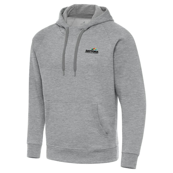 Men's-Antigua Heather Gray Daytona International Speedway Victory Pullover Hoodie