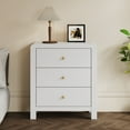 thumbnail image 5 of Cozy Home 3 Drawer Dresser Set of 2, Modern Chest of Drawers with Rounded Table Corners, Wooden Closet Dresser Nightstand Side Table with Ample Storage Space for Bedroom, Living Room, Entryway, White, 5 of 9