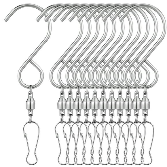 Milisten 12 Pcs Wind Chime Hooks Swivel Hooks Wind Chime Parts Rotating Hooks Hanger Swivels Clips Stainless Steel Rotating Hooks