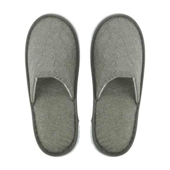 Unique Bargains 1 Pair Disposable Slippers Foldable Linen Closed Toe Slippers Hotel Slippers for Family Gray