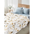 thumbnail image 4 of Yellow Brown Leaf King Size Flat Sheet, Wrinkleproof & Fadeproof Cooling Flat Bed Sheet Only, Modern Botanical Foliage Plant Country Breathable Soft Bedding Top Sheets 105 x 98 Inches, 4 of 8