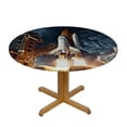 thumbnail image 3 of HAOXIT Outer Space Tablecloth, Space Shuttle Taking Star Field Astrophotography, Round Table Cover for Dining Room Kitchen Decor, 3 of 8