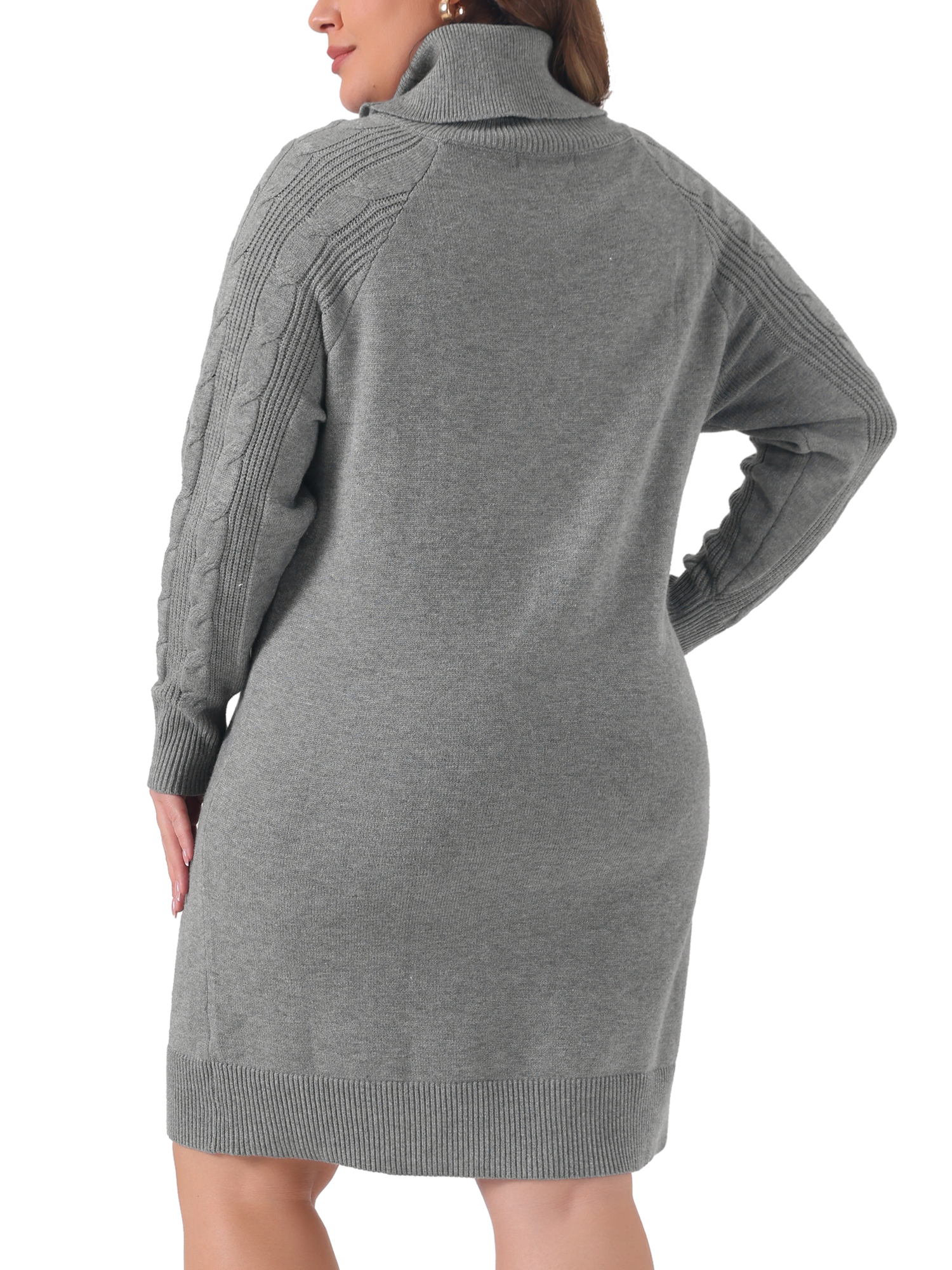 DARING DIVA Plus Size Long Sleeve Turtleneck Warm Pullover Mini Dress 1X Gray