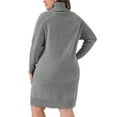 thumbnail image 4 of DARING DIVA Plus Size Long Sleeve Turtleneck Warm Pullover Mini Dress 1X Gray, 4 of 6