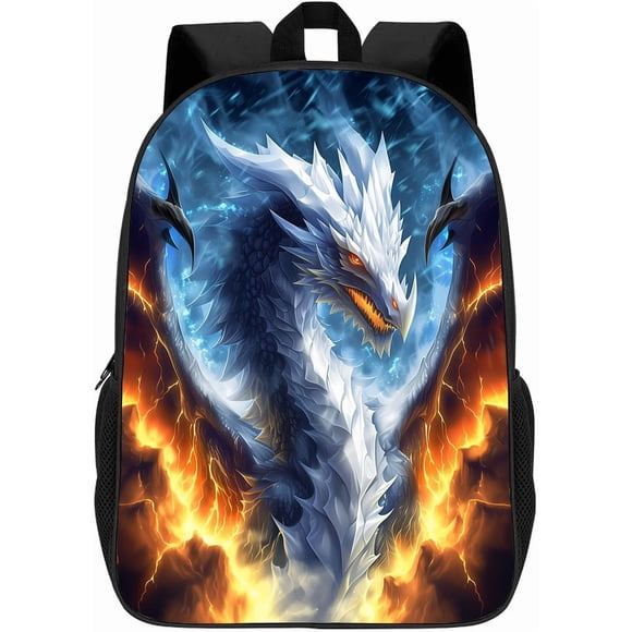 Dragon Backpack for Kids Boys Girls, Fantasy Fire Dragon School Backpack, Big Student Backpack for Dragon Lover, Elementary Middle High School College Students Backpack, 17 Inch