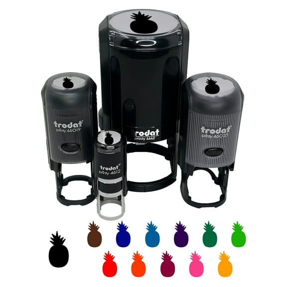 Pineapple Fruit Solid Self-Inking Rubber Stamp Ink Stamper - Black Ink - Mini 1/2 Inch